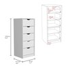 Tuhome Basilea 5 Drawers Tall Dresser, Pull Out System, White CLB8974